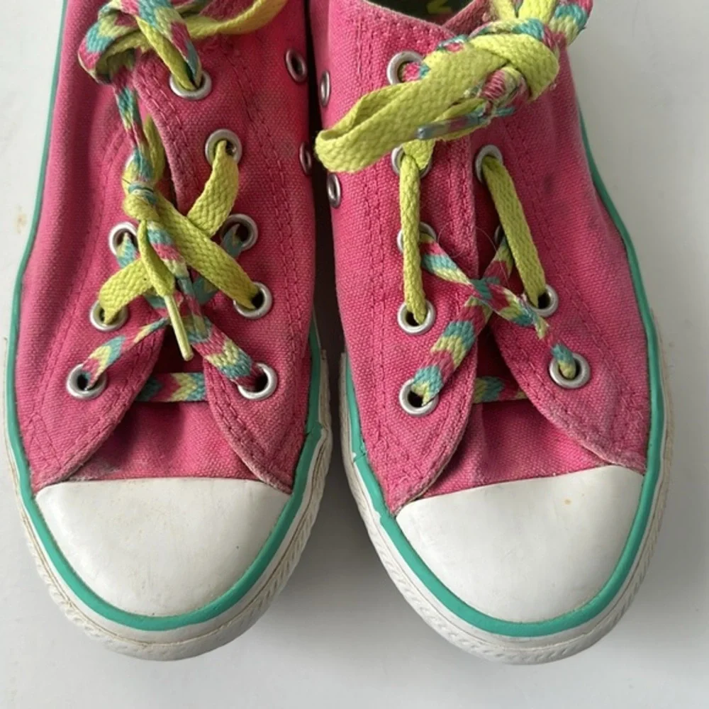 Converse Chuck Taylor All Star Pink Teal Lime Green Low‎ Top Sneakers Kids 13